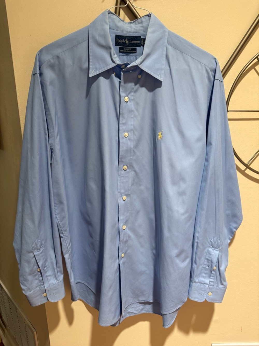 Ralph Lauren Men’s Light Blue Classic Button Down Dress Shirt 100% Cotton Size L
